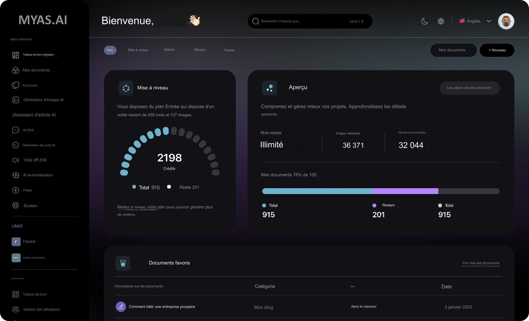 Image of MYAS.AI dashboard